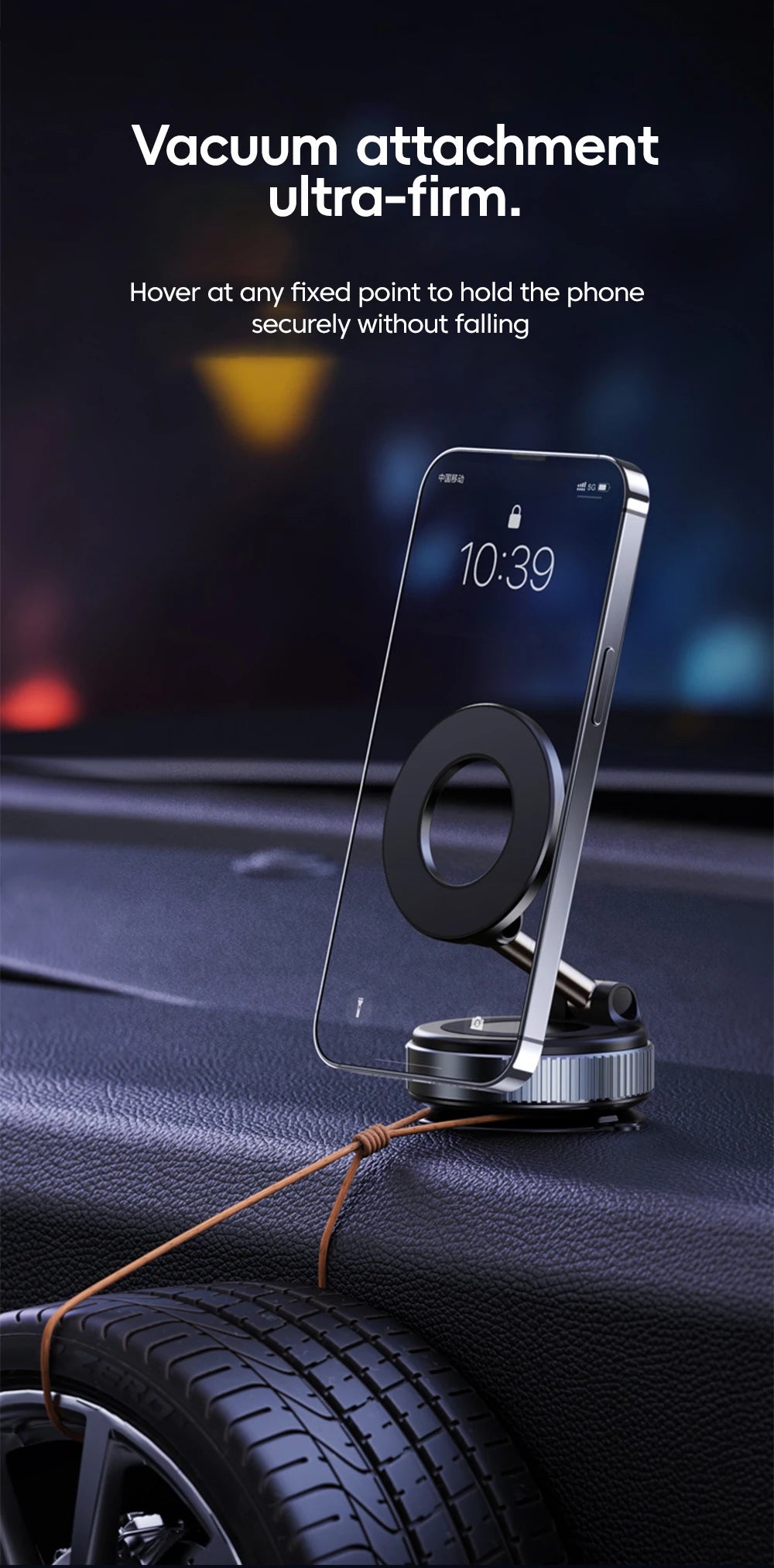 Uchwyt na deskę rozdzielczą samochodu z obrotem 360°, magnetyczny