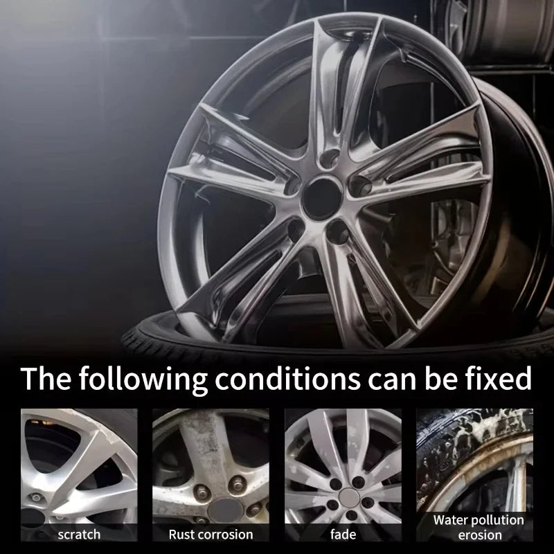 Pasta do naprawy zarysowań na felgach samochodowych, pasta do naprawy zarysowań na felgach opon - czarno-biało-srebrna aluminiowa felga