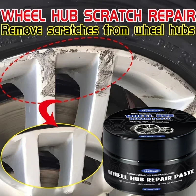 Pasta do naprawy zarysowań na felgach samochodowych, pasta do naprawy zarysowań na felgach opon - czarno-biało-srebrna aluminiowa felga