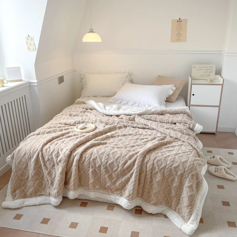 Dwuwarstwowy koc polarowy na jesień i zimę, gruby i ciepły,  miękki i pluszowy