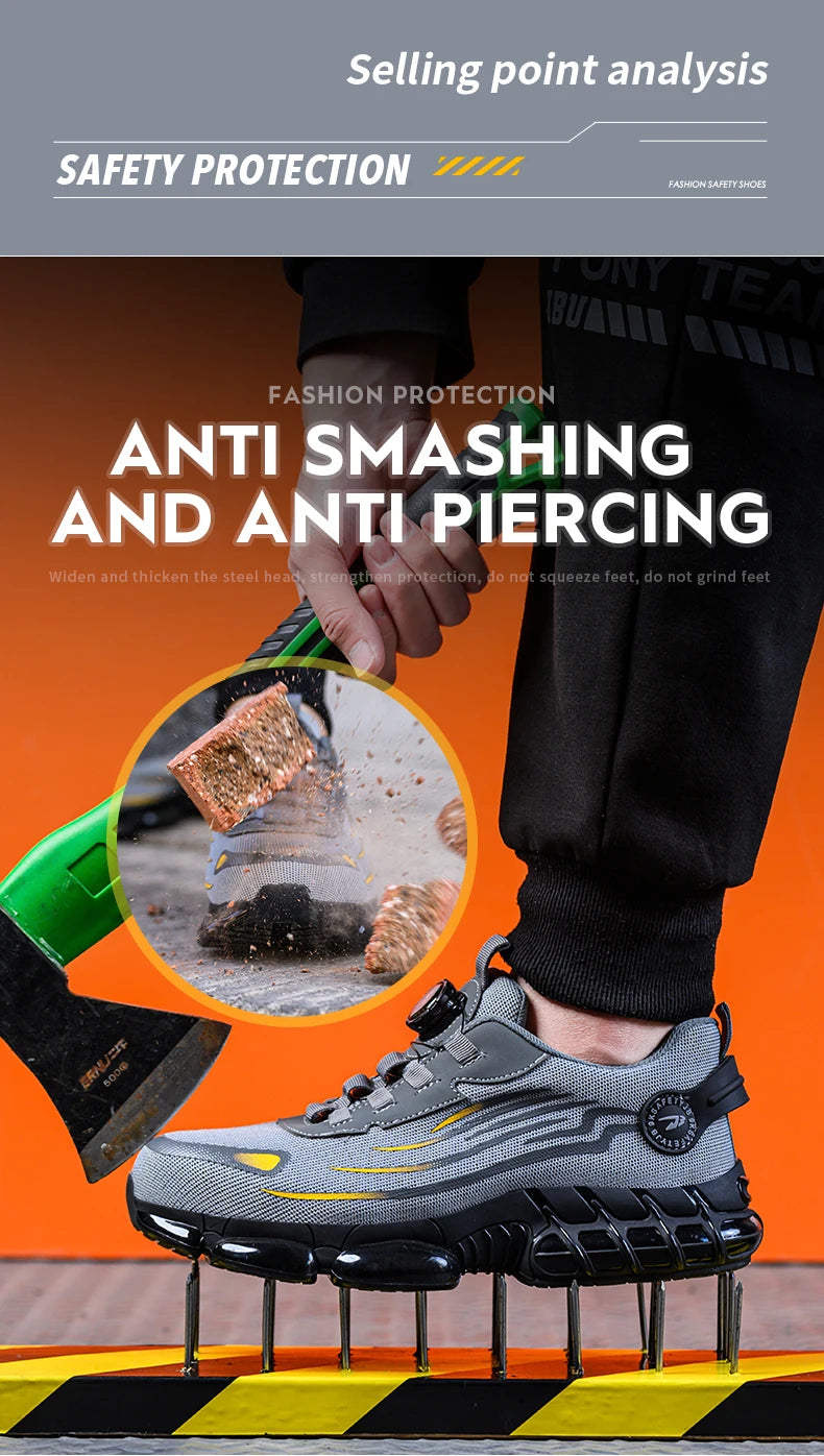 Obuwie robocze ochronne z obrotową klamrą dla mężczyzn i kobiet, lekkie
