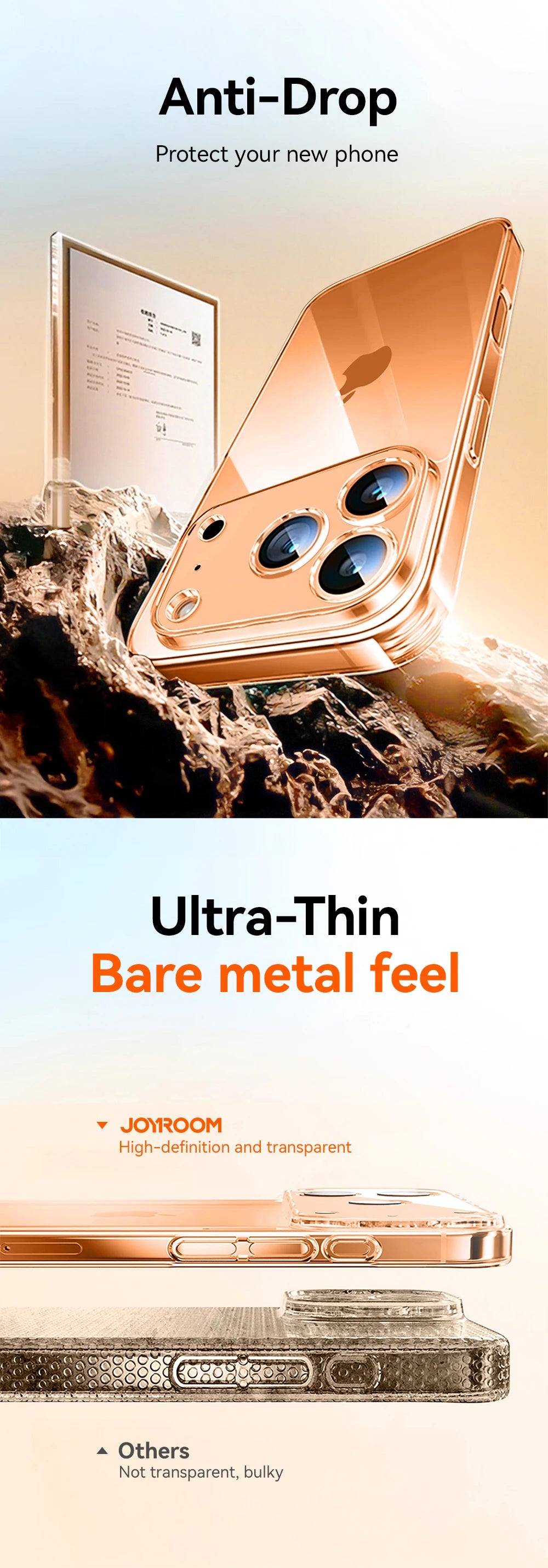 Etui na iPhone'a 17 16 15 Pro Max z ochroną obiektywu, anty-żółte