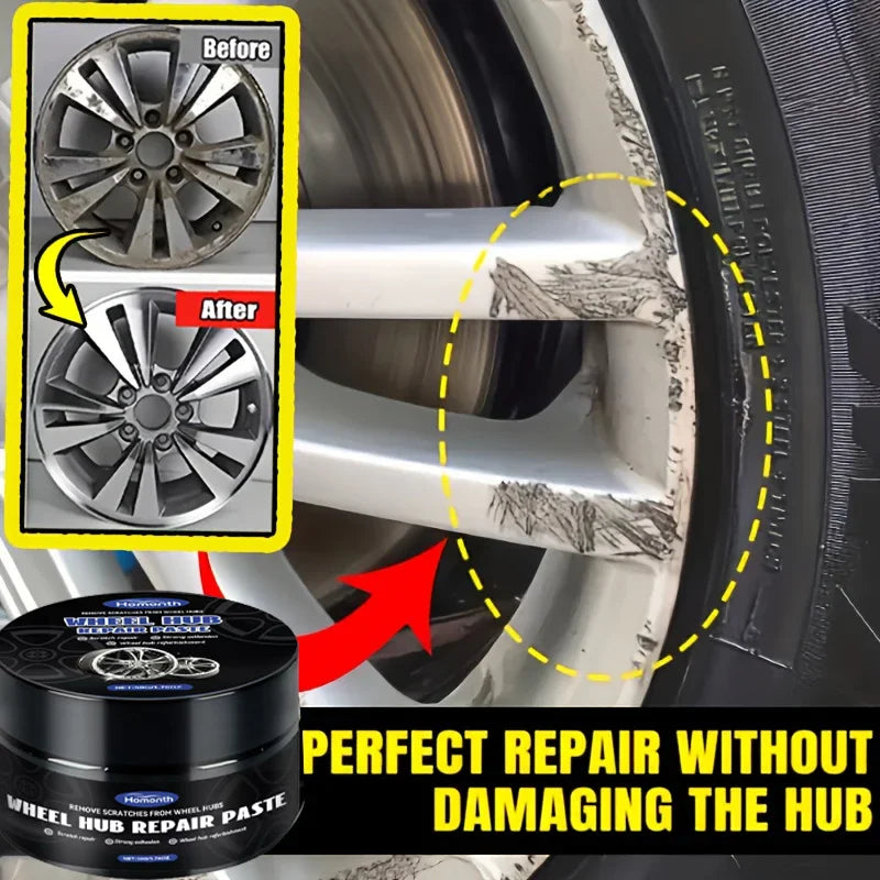Pasta do naprawy zarysowań na felgach samochodowych, pasta do naprawy zarysowań na felgach opon - czarno-biało-srebrna aluminiowa felga