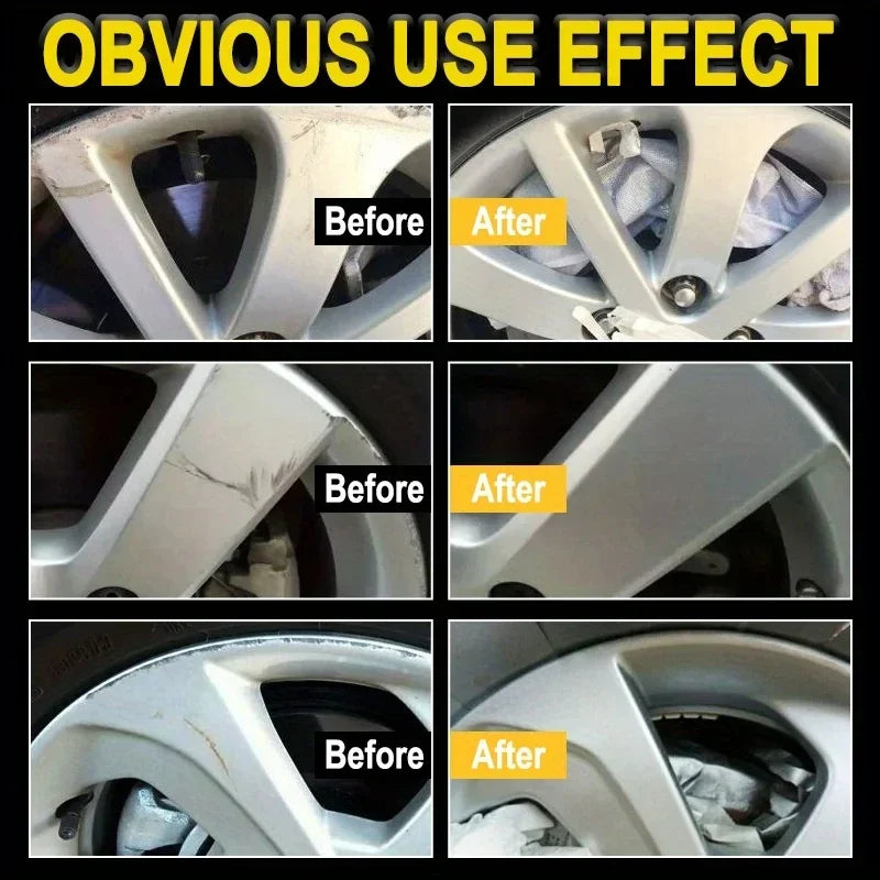 Pasta do naprawy zarysowań na felgach samochodowych, pasta do naprawy zarysowań na felgach opon - czarno-biało-srebrna aluminiowa felga