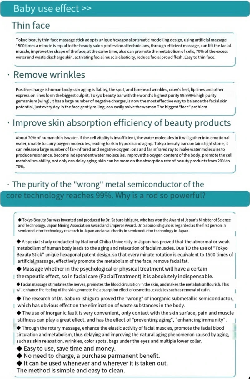 24 Germanium Face Massage Beauty Acupoint Stick Wholesale Beauty Roller Tool Face Skin Care Gua Sha Cellulite Massager Women New