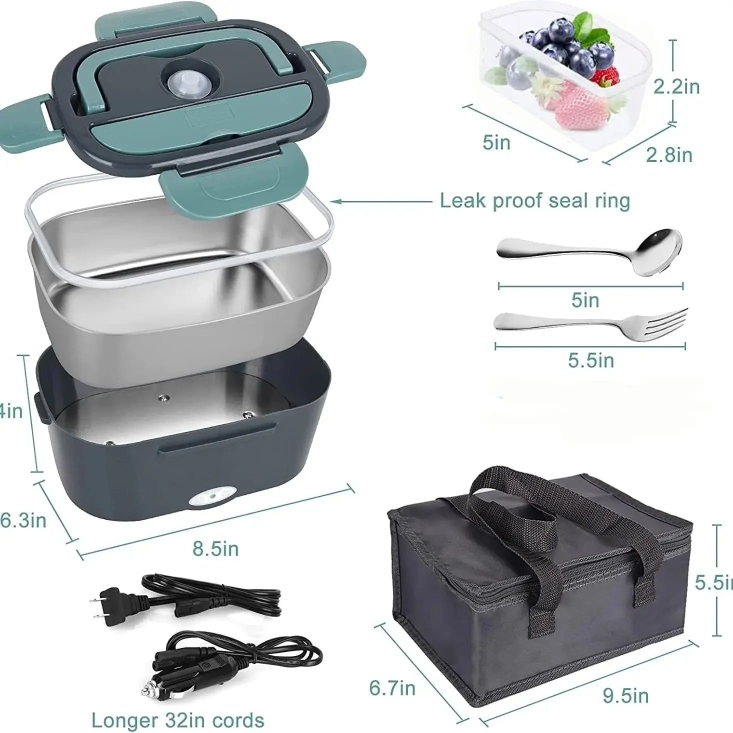 1,5 l, 60 W, elektryczny podgrzewacz do żywności na lunch, przenośny, do samochodu lub pracy