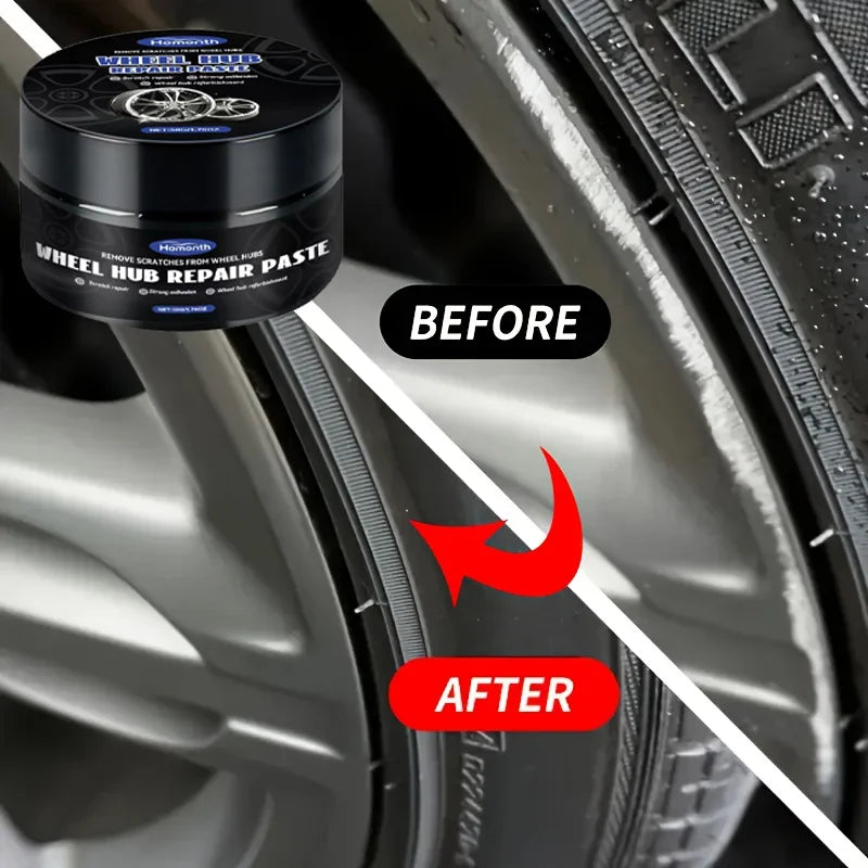 Pasta do naprawy zarysowań na felgach samochodowych, pasta do naprawy zarysowań na felgach opon - czarno-biało-srebrna aluminiowa felga