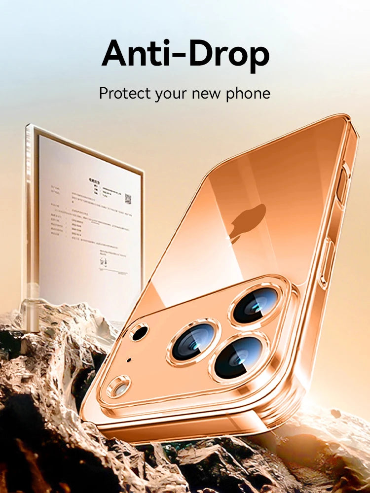 Etui na iPhone'a 17 16 15 Pro Max z ochroną obiektywu, anty-żółte