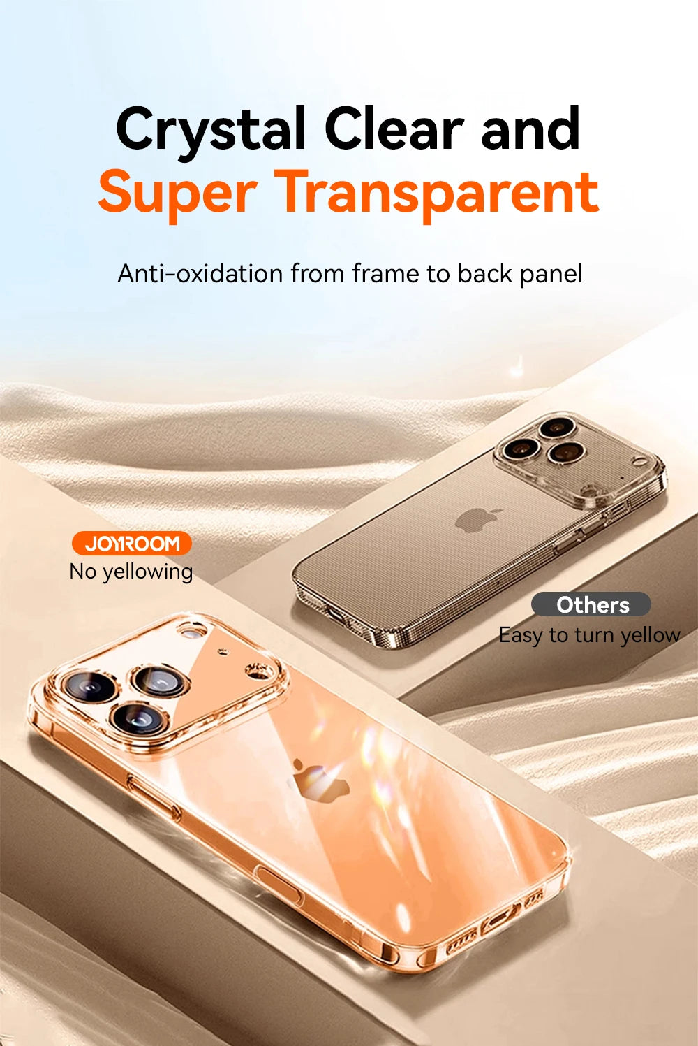 Etui na iPhone'a 17 16 15 Pro Max z ochroną obiektywu, anty-żółte