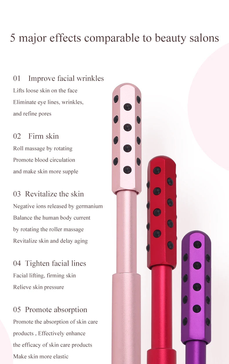 24 Germanium Face Massage Beauty Acupoint Stick Wholesale Beauty Roller Tool Face Skin Care Gua Sha Cellulite Massager Women New
