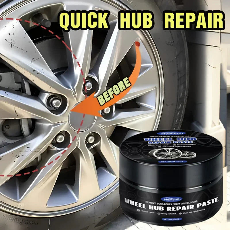 Pasta do naprawy zarysowań na felgach samochodowych, pasta do naprawy zarysowań na felgach opon - czarno-biało-srebrna aluminiowa felga