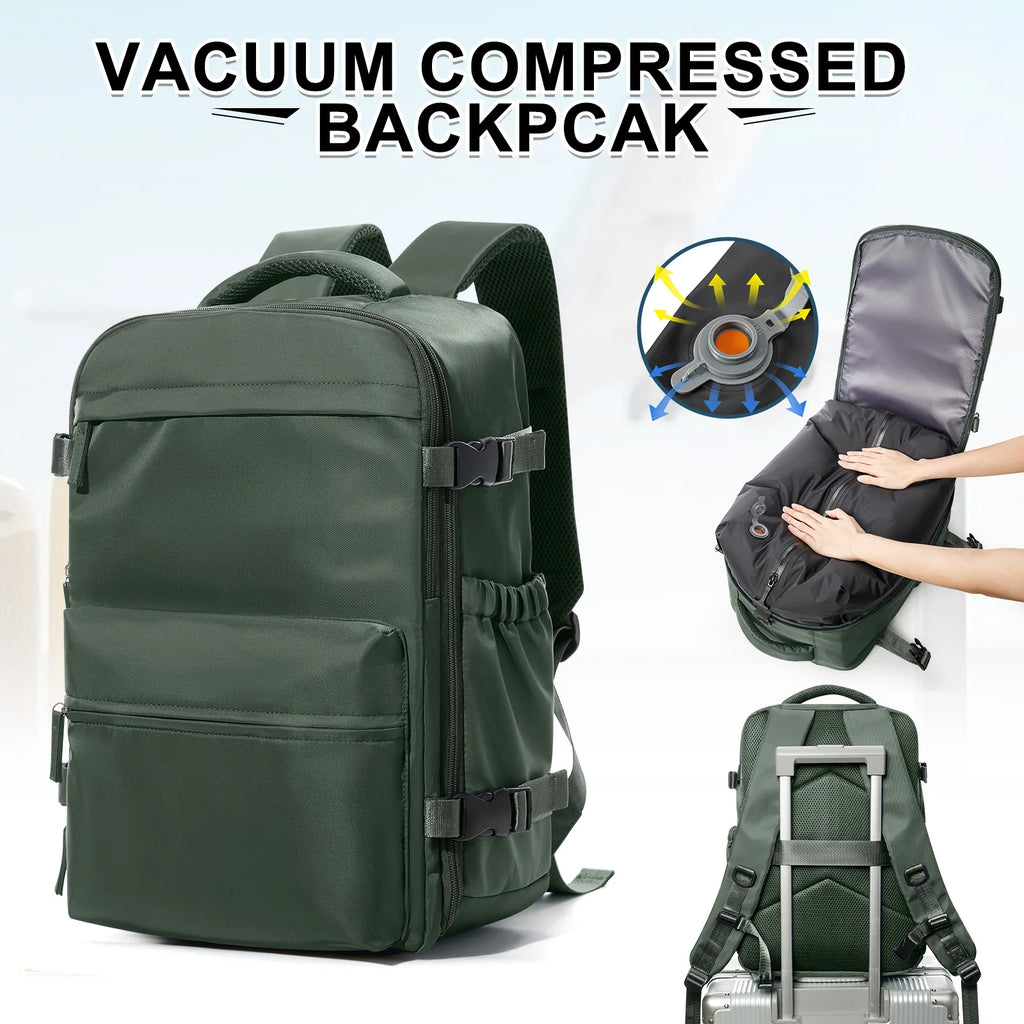 Mochila de viaje de compresión para aviones, portátil de 15,6 pulgadas para aviones